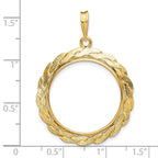 FJC Finejewelers 14 kt Yellow Gold and Textured Braided 22.0mm Prong Coin Bezel Pendant