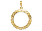 FJC Finejewelers 14 kt Yellow Gold and Textured Braided 22.0mm Prong Coin Bezel Pendant