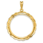 FJC Finejewelers 14 kt Yellow Gold and Textured Braided 27.0mm Prong Coin Bezel Pendant