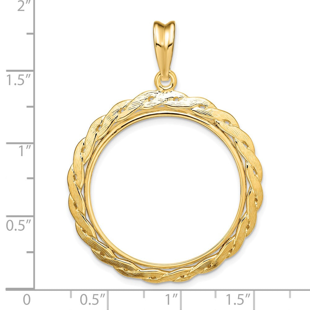FJC Finejewelers 14 kt Yellow Gold and Textured Braided 27.0mm Prong Coin Bezel Pendant