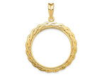FJC Finejewelers 14 kt Yellow Gold and Textured Braided 27.0mm Prong Coin Bezel Pendant