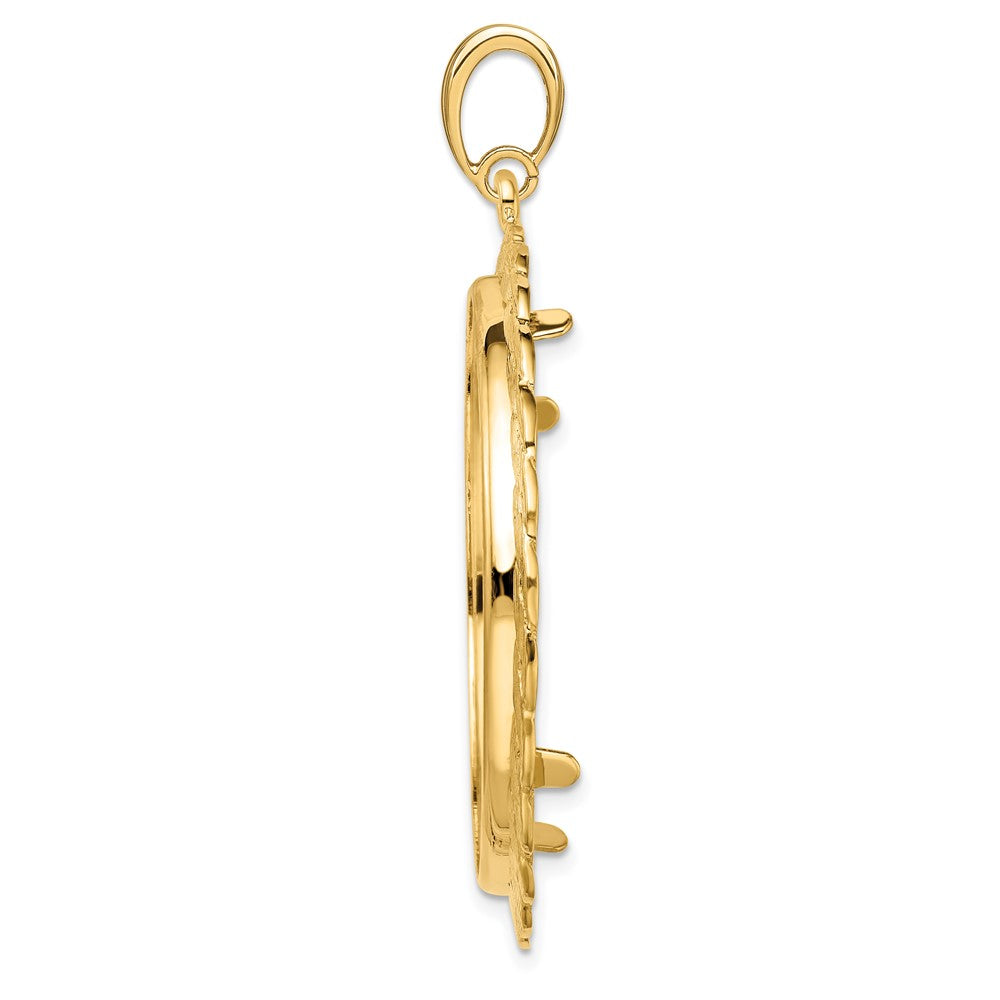 FJC Finejewelers 14 kt Yellow Gold and Textured Braided 34.2mm Prong Coin Bezel Pendant