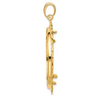 FJC Finejewelers 14 kt Yellow Gold and Textured Braided 34.2mm Prong Coin Bezel Pendant