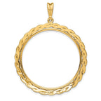 FJC Finejewelers 14 kt Yellow Gold and Textured Braided 34.2mm Prong Coin Bezel Pendant