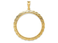FJC Finejewelers 14 kt Yellow Gold and Textured Braided 34.2mm Prong Coin Bezel Pendant