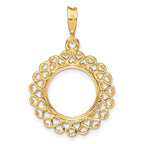 FJC Finejewelers 14 kt Yellow Gold Polished Heart Filigree 13.0mm Prong Coin Bezel Pendant
