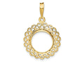FJC Finejewelers 14 kt Yellow Gold Polished Heart Filigree 13.0mm Prong Coin Bezel Pendant