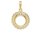 FJC Finejewelers 14 kt Yellow Gold Polished Heart Filigree 13.0mm Prong Coin Bezel Pendant