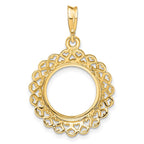 FJC Finejewelers 14 kt Yellow Gold Polished Heart Filigree 14.0mm Prong Coin Bezel Pendant