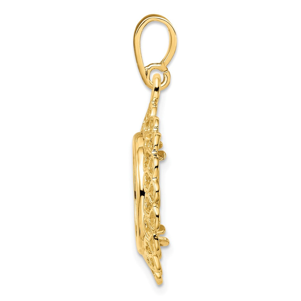 FJC Finejewelers 14 kt Yellow Gold Polished Heart Filigree 14.0mm Prong Coin Bezel Pendant