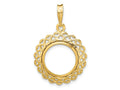 FJC Finejewelers 14 kt Yellow Gold Polished Heart Filigree 14.0mm Prong Coin Bezel Pendant
