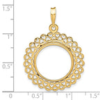 FJC Finejewelers 14 kt Yellow Gold Polished Heart Filigree 17.8mm Prong Coin Bezel Pendant