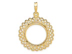 FJC Finejewelers 14 kt Yellow Gold Polished Heart Filigree 17.8mm Prong Coin Bezel Pendant