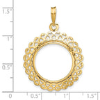 FJC Finejewelers 14 kt Yellow Gold Polished Heart Filigree 18.0mm Prong Coin Bezel Pendant