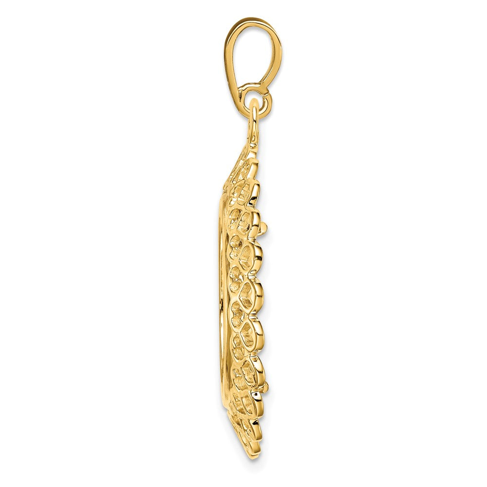 FJC Finejewelers 14 kt Yellow Gold Polished Heart Filigree 18.0mm Prong Coin Bezel Pendant