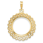 FJC Finejewelers 14 kt Yellow Gold Polished Heart Filigree 18.0mm Prong Coin Bezel Pendant