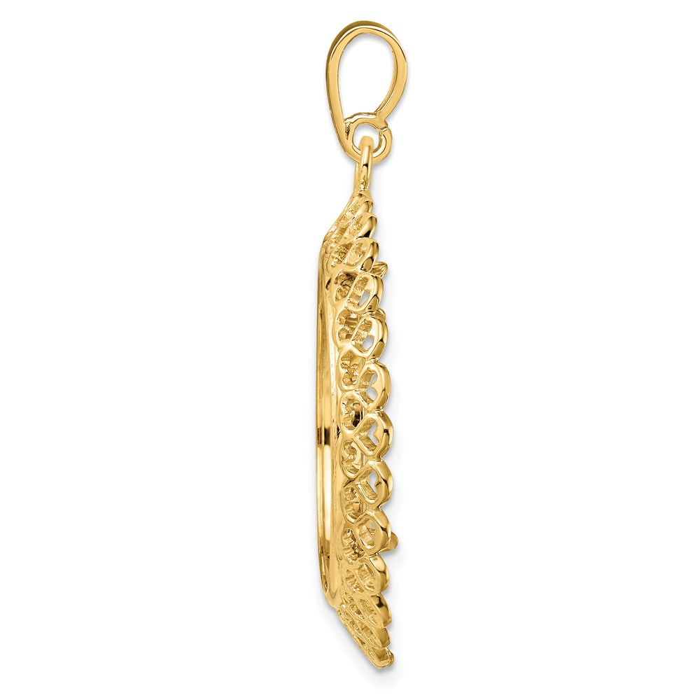 FJC Finejewelers 14 kt Yellow Gold Polished Heart Filigree 21.6mm Prong Coin Bezel Pendant