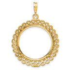 FJC Finejewelers 14 kt Yellow Gold Polished Heart Filigree 21.6mm Prong Coin Bezel Pendant