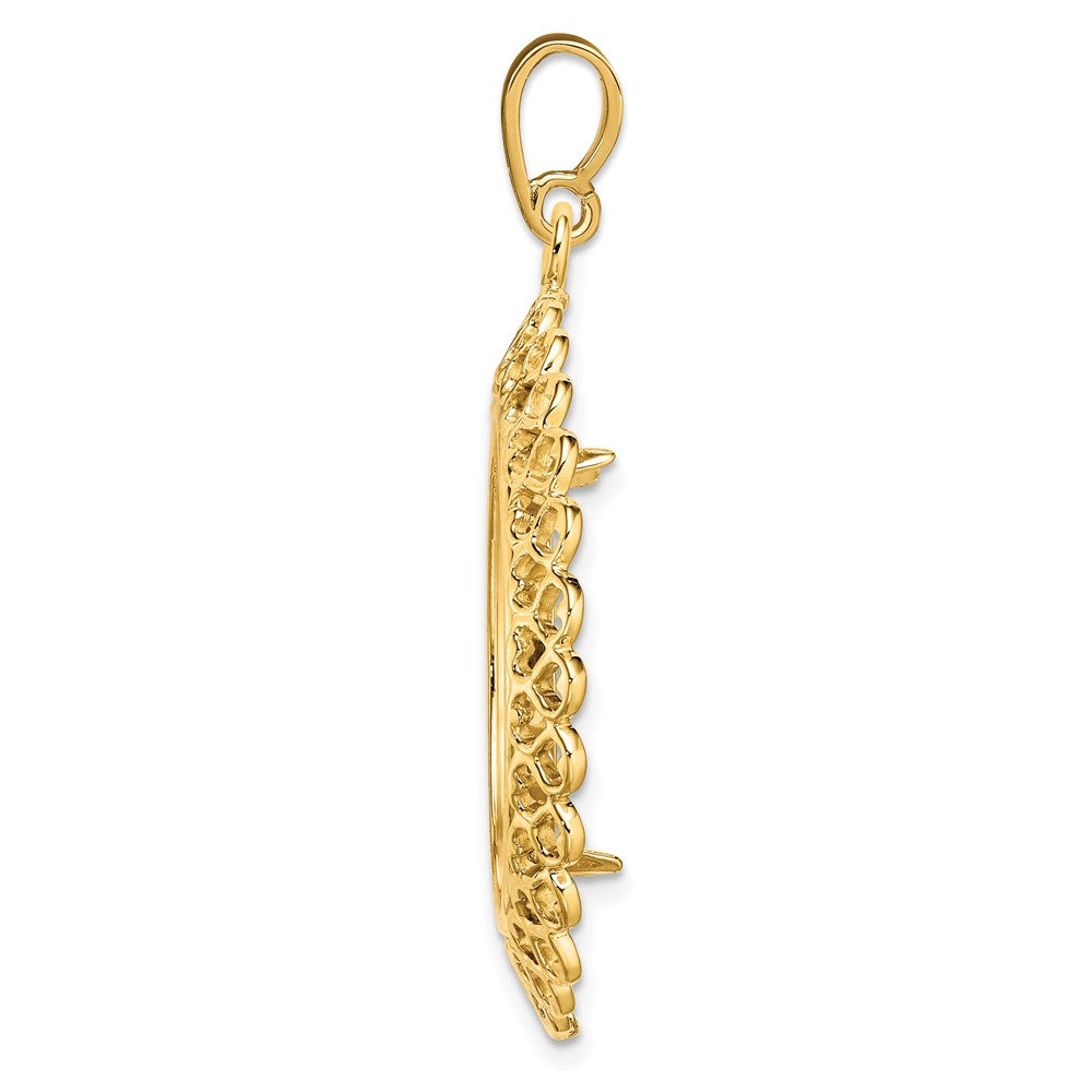 FJC Finejewelers 14 kt Yellow Gold Polished Heart Filigree 22.0mm Prong Coin Bezel Pendant