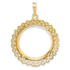 FJC Finejewelers 14 kt Yellow Gold Polished Heart Filigree 22.0mm Prong Coin Bezel Pendant
