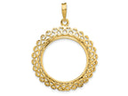 FJC Finejewelers 14 kt Yellow Gold Polished Heart Filigree 22.0mm Prong Coin Bezel Pendant