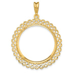 FJC Finejewelers 14 kt Yellow Gold Polished Heart Filigree 27.0mm Prong Coin Bezel Pendant