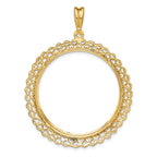 FJC Finejewelers 14 kt Yellow Gold Polished Heart Filigree 32.7mm Prong Coin Bezel Pendant