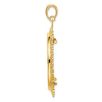 FJC Finejewelers 14 kt Yellow Gold Polished Heart Filigree 34.2mm Prong Coin Bezel Pendant