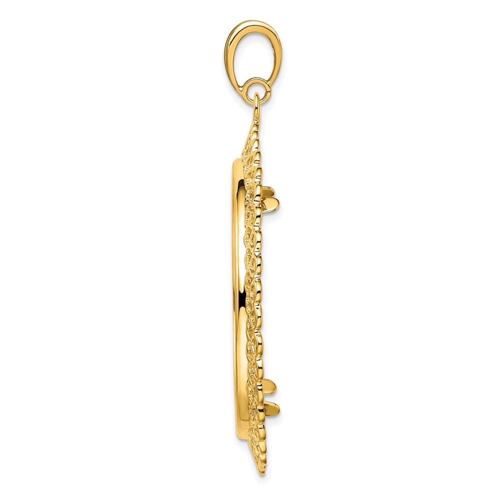 FJC Finejewelers 14 kt Yellow Gold Polished Heart Filigree 34.2mm Prong Coin Bezel Pendant