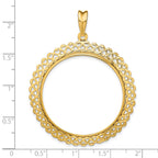 FJC Finejewelers 14 kt Yellow Gold Polished Heart Filigree 34.2mm Prong Coin Bezel Pendant