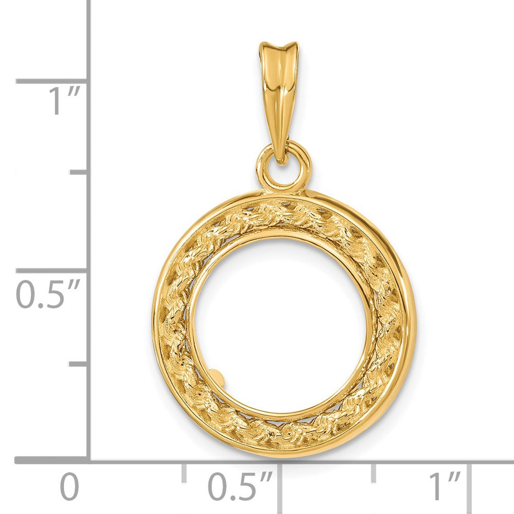 FJC Finejewelers 14 kt Yellow Gold Casted Rope with Bright Edge 13.0mm Prong Coin Bezel Pendant