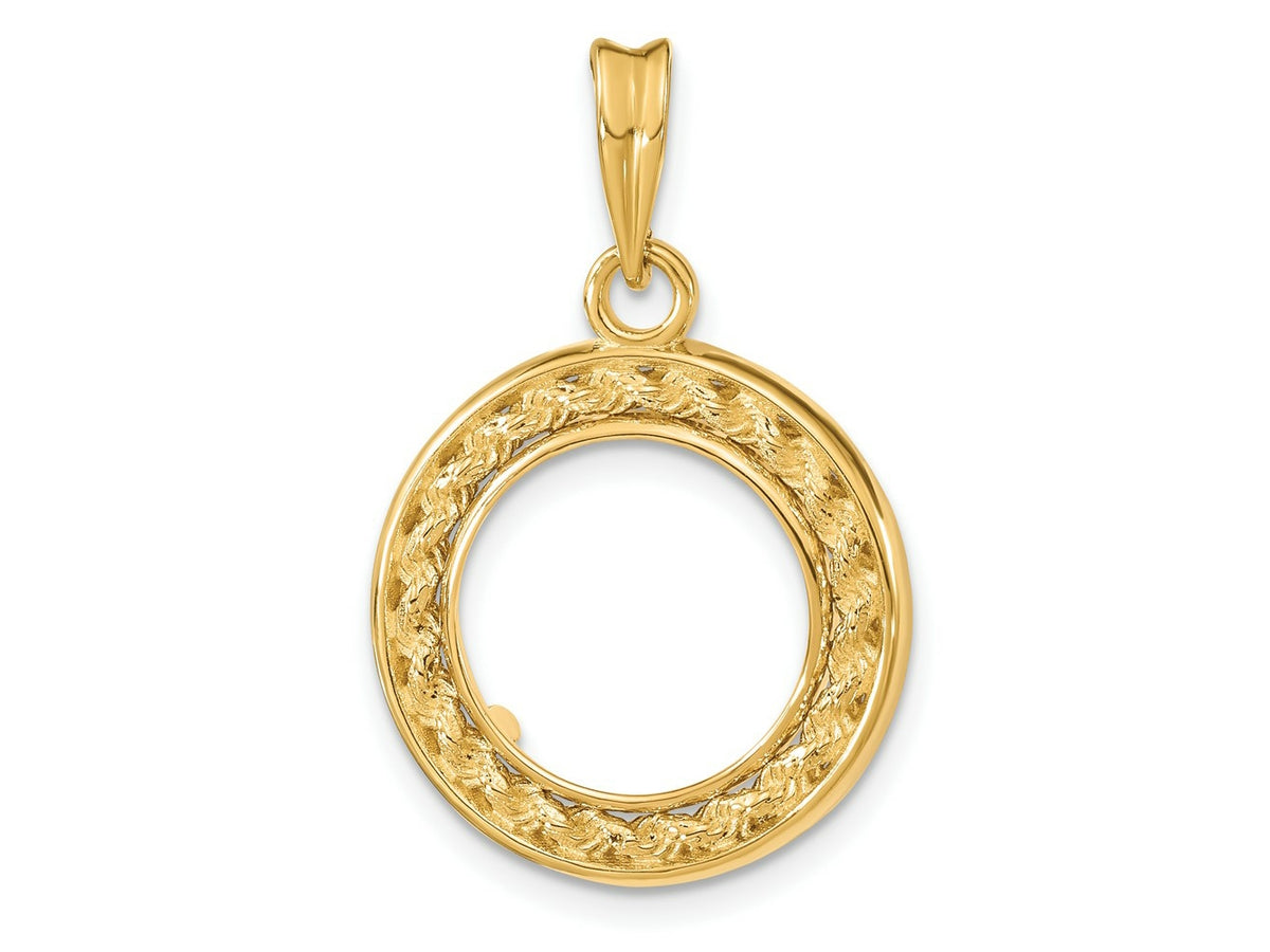 FJC Finejewelers 14 kt Yellow Gold Casted Rope with Bright Edge 13.0mm Prong Coin Bezel Pendant