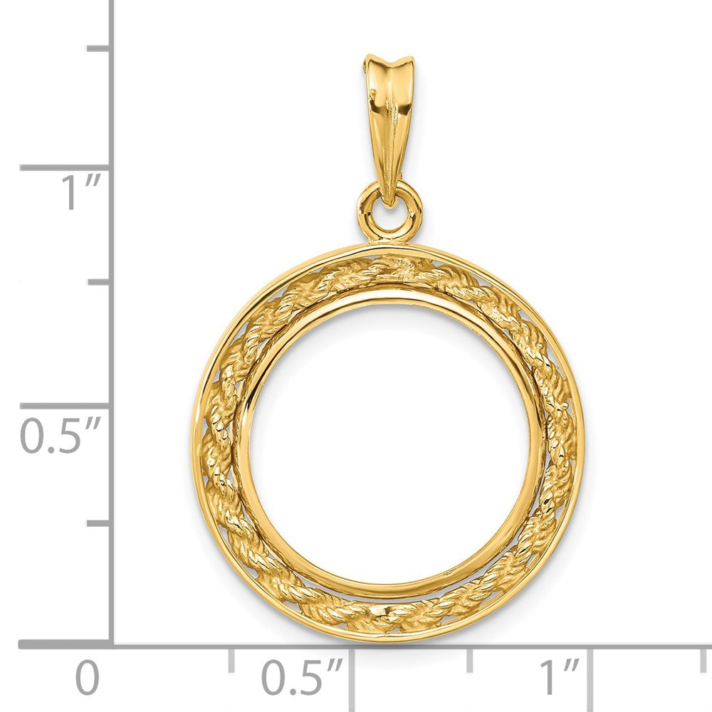 FJC Finejewelers 14 kt Yellow Gold Casted Rope with Bright Edge 16.5mm Prong Coin Bezel Pendant