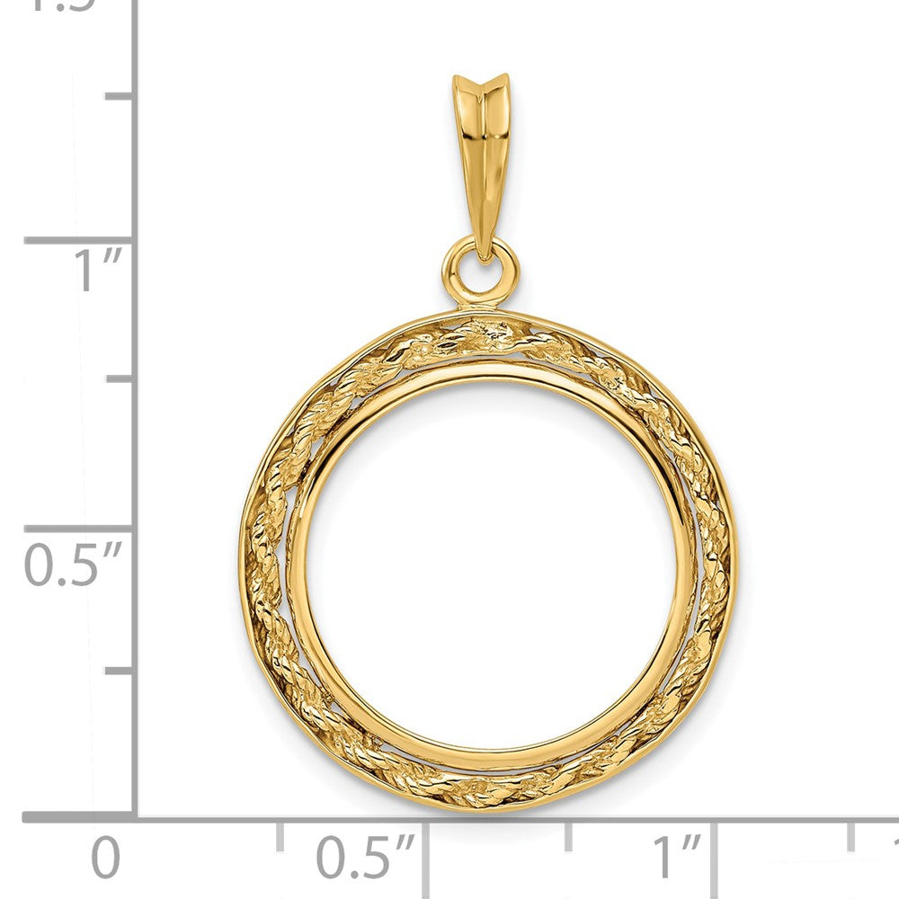 FJC Finejewelers 14 kt Yellow Gold Casted Rope with Bright Edge 17.8mm Prong Coin Bezel Pendant