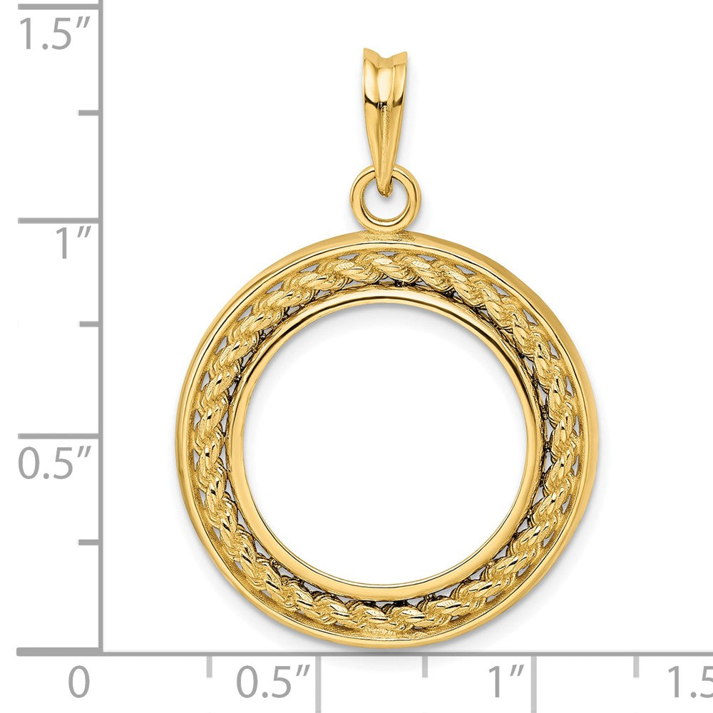FJC Finejewelers 14 kt Yellow Gold Casted Rope with Bright Edge 18.0mm Prong Coin Bezel Pendant