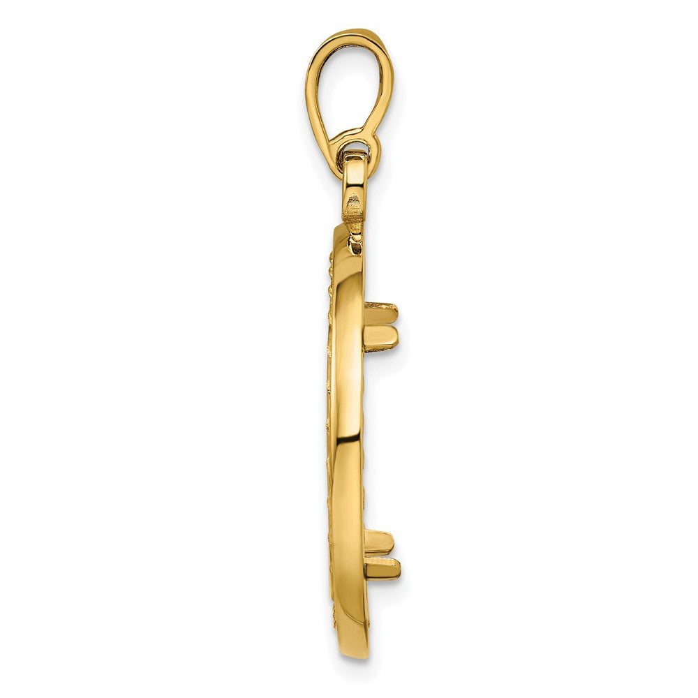 FJC Finejewelers 14 kt Yellow Gold Casted Rope with Bright Edge 18.0mm Prong Coin Bezel Pendant
