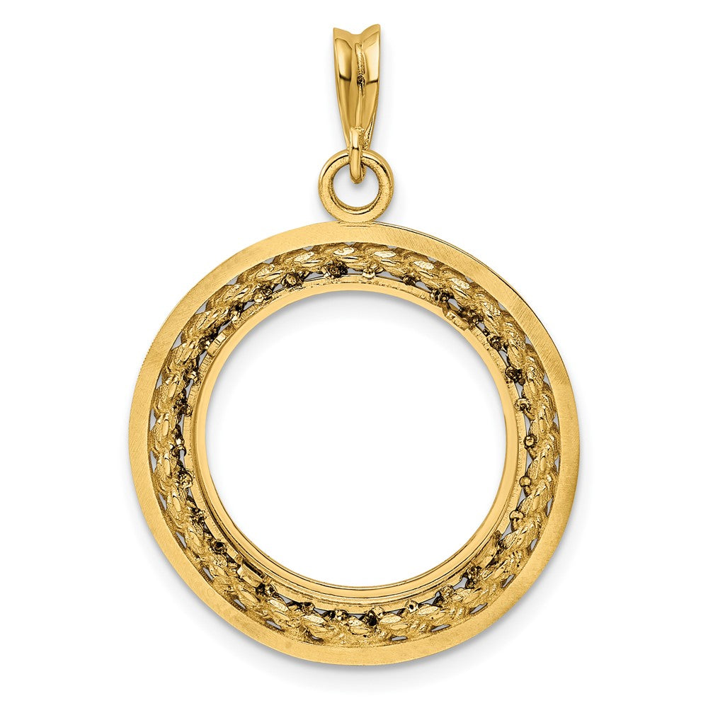 FJC Finejewelers 14 kt Yellow Gold Casted Rope with Bright Edge 18.0mm Prong Coin Bezel Pendant