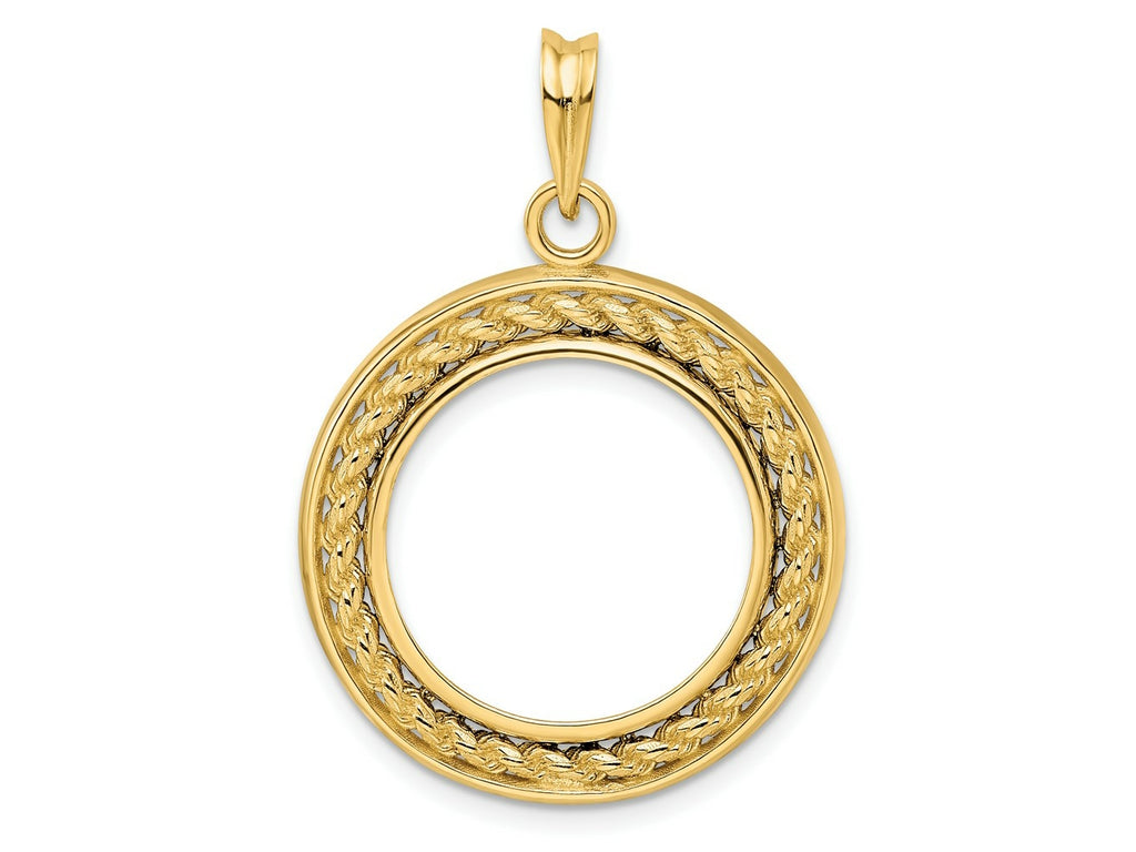 FJC Finejewelers 14 kt Yellow Gold Casted Rope with Bright Edge 18.0mm Prong Coin Bezel Pendant