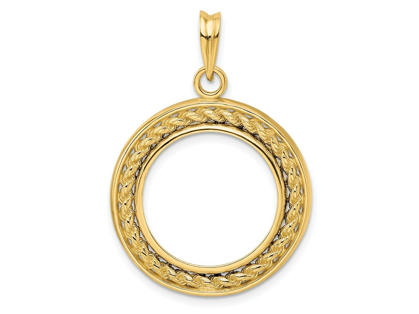 FJC Finejewelers 14 kt Yellow Gold Casted Rope with Bright Edge 18.0mm Prong Coin Bezel Pendant