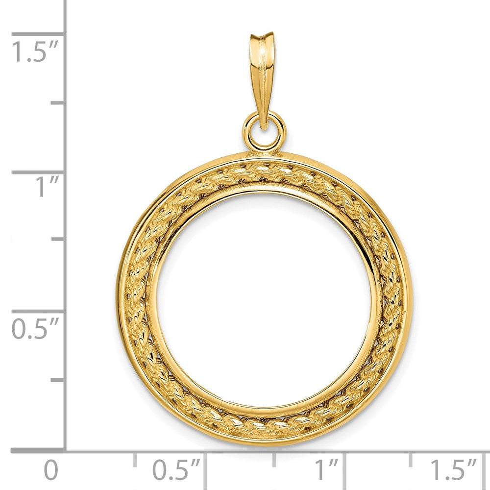 FJC Finejewelers 14 kt Yellow Gold Casted Rope with Bright Edge 21.6mm Prong Coin Bezel Pendant