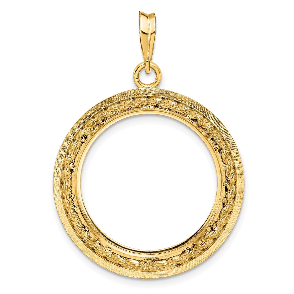 FJC Finejewelers 14 kt Yellow Gold Casted Rope with Bright Edge 21.6mm Prong Coin Bezel Pendant