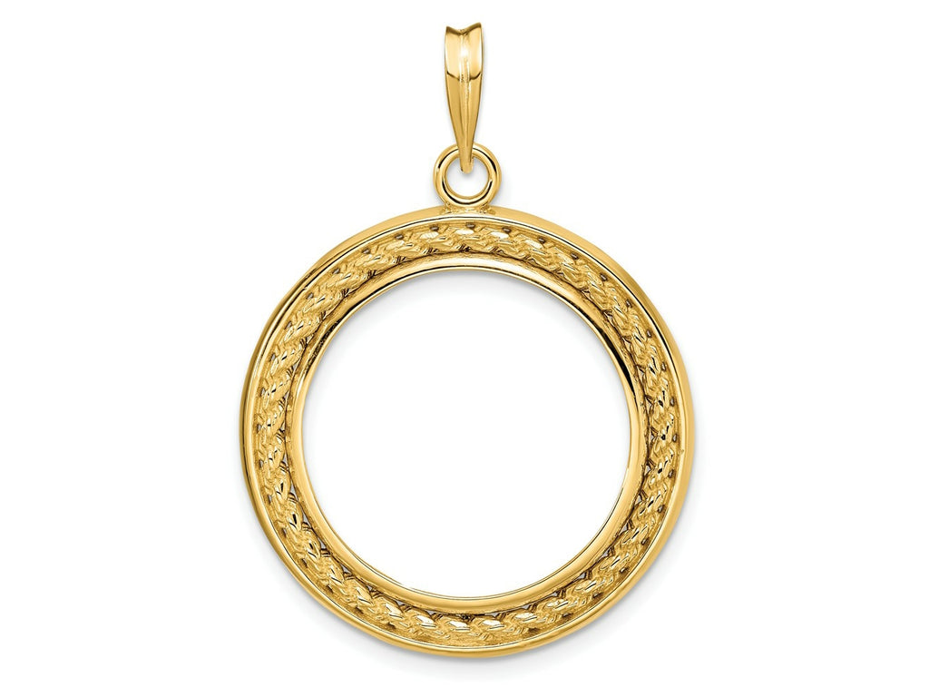 FJC Finejewelers 14 kt Yellow Gold Casted Rope with Bright Edge 21.6mm Prong Coin Bezel Pendant