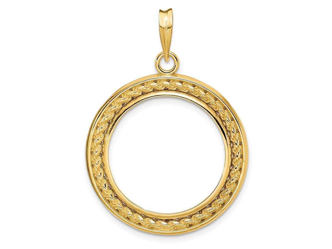 FJC Finejewelers 14 kt Yellow Gold Casted Rope with Bright Edge 21.6mm Prong Coin Bezel Pendant