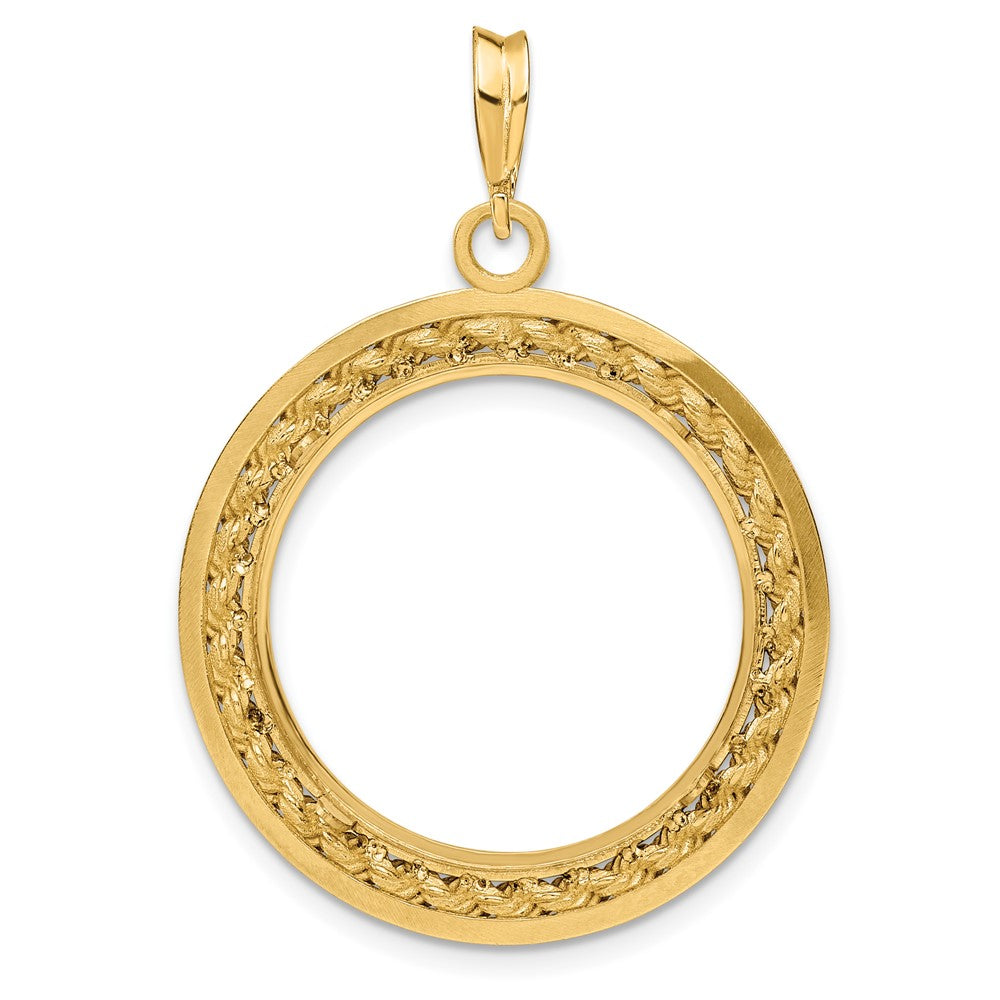 FJC Finejewelers 14 kt Yellow Gold Casted Rope with Bright Edge 22.0mm Prong Coin Bezel Pendant