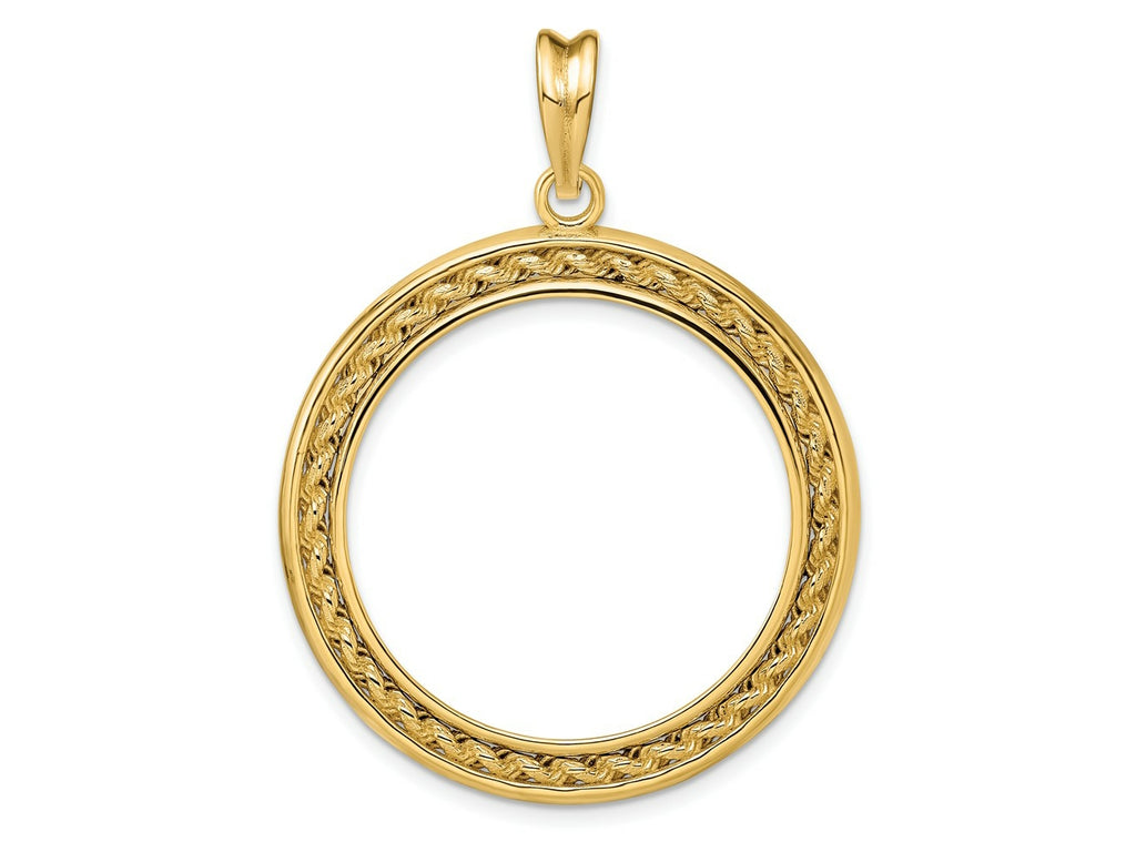 FJC Finejewelers 14 kt Yellow Gold Casted Rope with Bright Edge 27.0mm Prong Coin Bezel Pendant