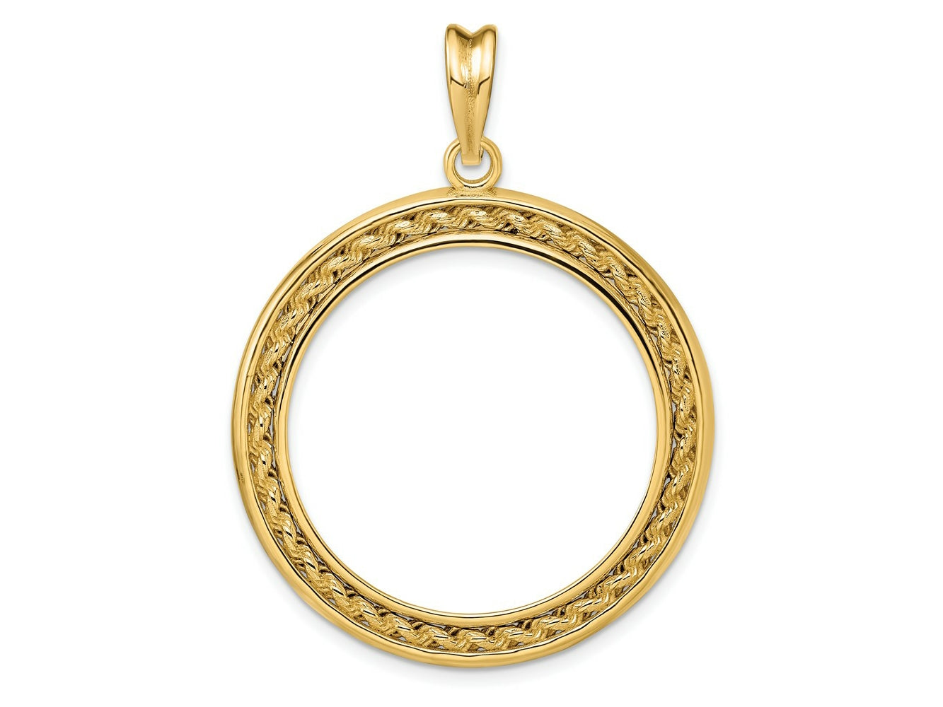 FJC Finejewelers 14 kt Yellow Gold Casted Rope with Bright Edge 27.0mm Prong Coin Bezel Pendant