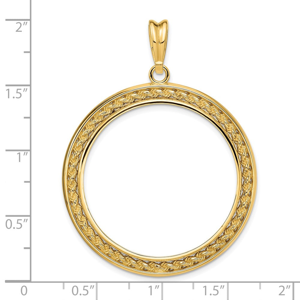 FJC Finejewelers 14 kt Yellow Gold Casted Rope with Bright Edge 32.0mm Prong Coin Bezel Pendant