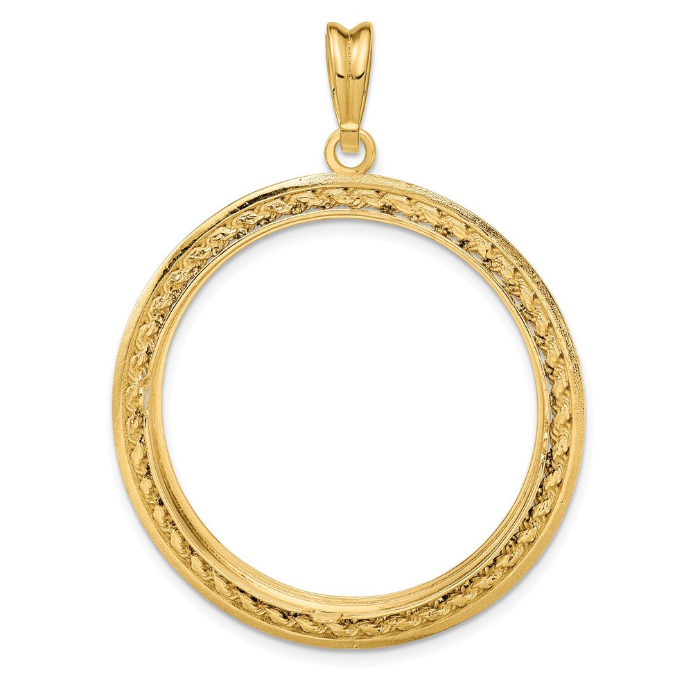 FJC Finejewelers 14 kt Yellow Gold Casted Rope with Bright Edge 32.7mm Prong Coin Bezel Pendant