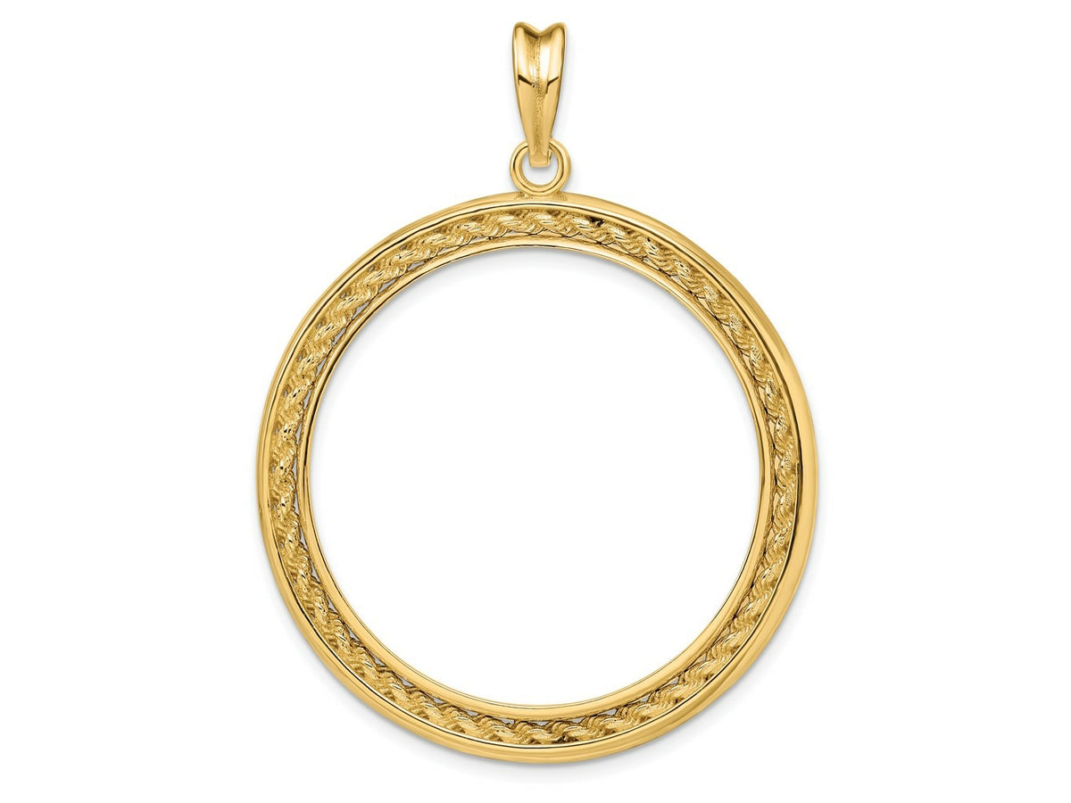 FJC Finejewelers 14 kt Yellow Gold Casted Rope with Bright Edge 32.7mm Prong Coin Bezel Pendant