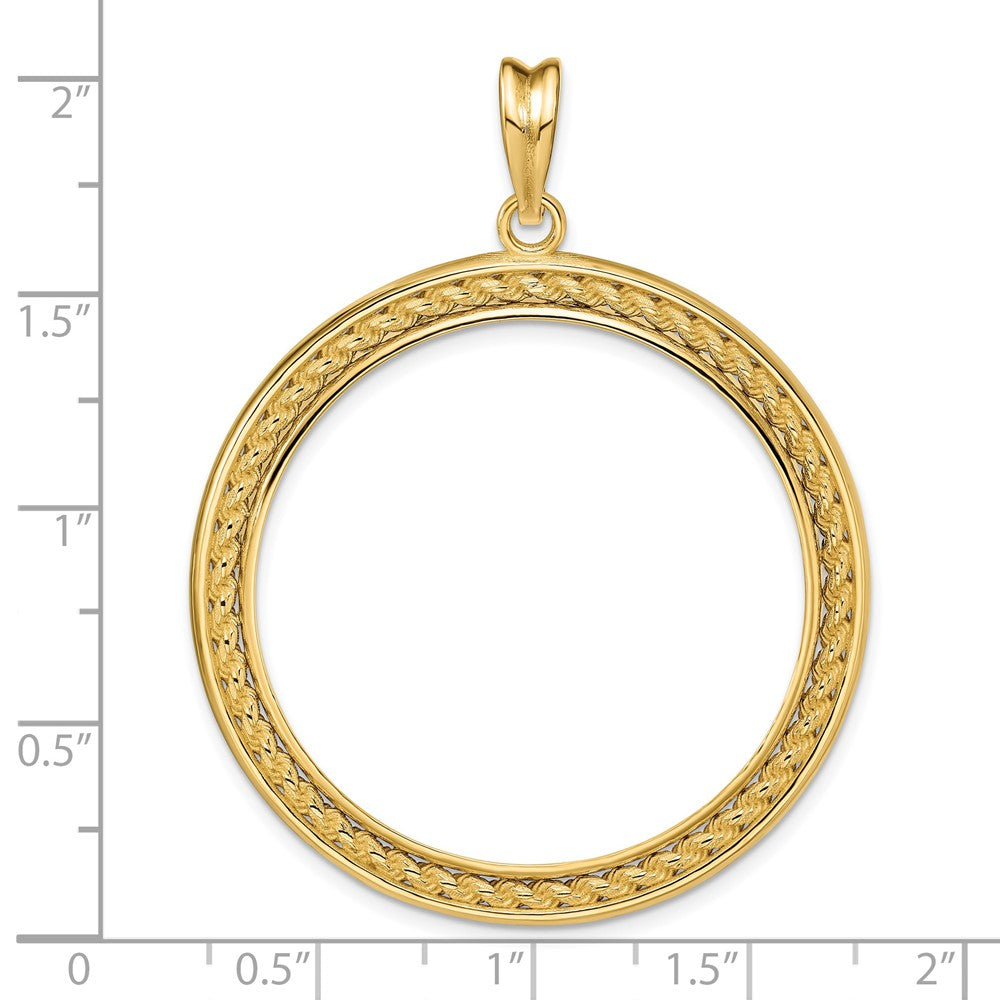 FJC Finejewelers 14 kt Yellow Gold Casted Rope with Bright Edge 34.2mm Prong Coin Bezel Pendant